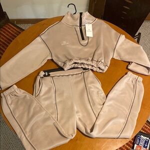 Beige Track Pants & Joggers Set